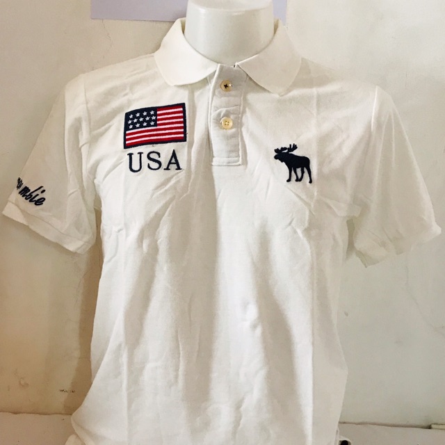 white abercrombie polo shirt