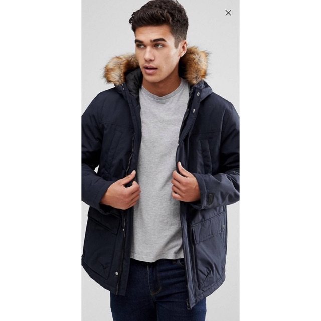 esprit parka with faux fur hood