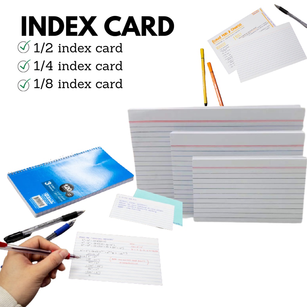 100 Pcs Index Card 1/8, 1/4, 1/2, White Index Card, 3x5 inches, 4x6
