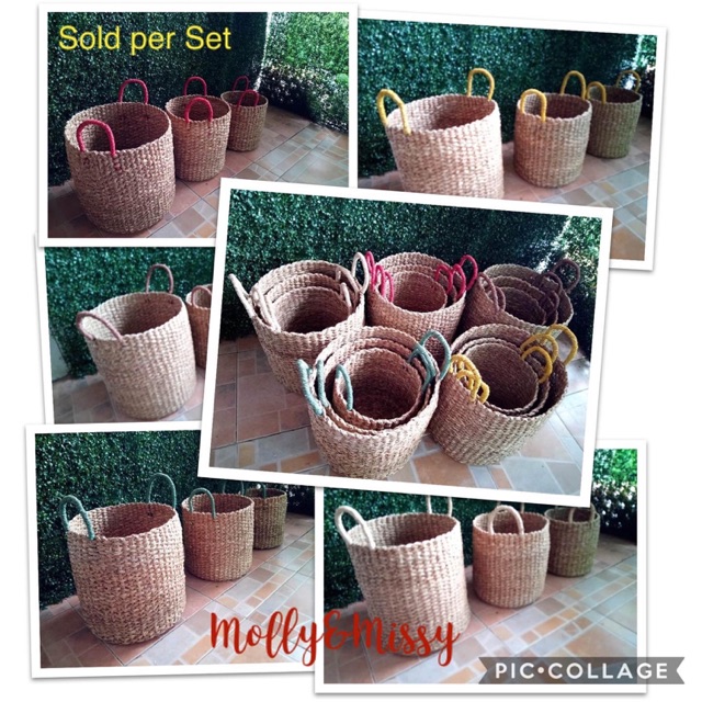 Set of 3 Abaca Baskets perfect for your indoor plants 3 items small