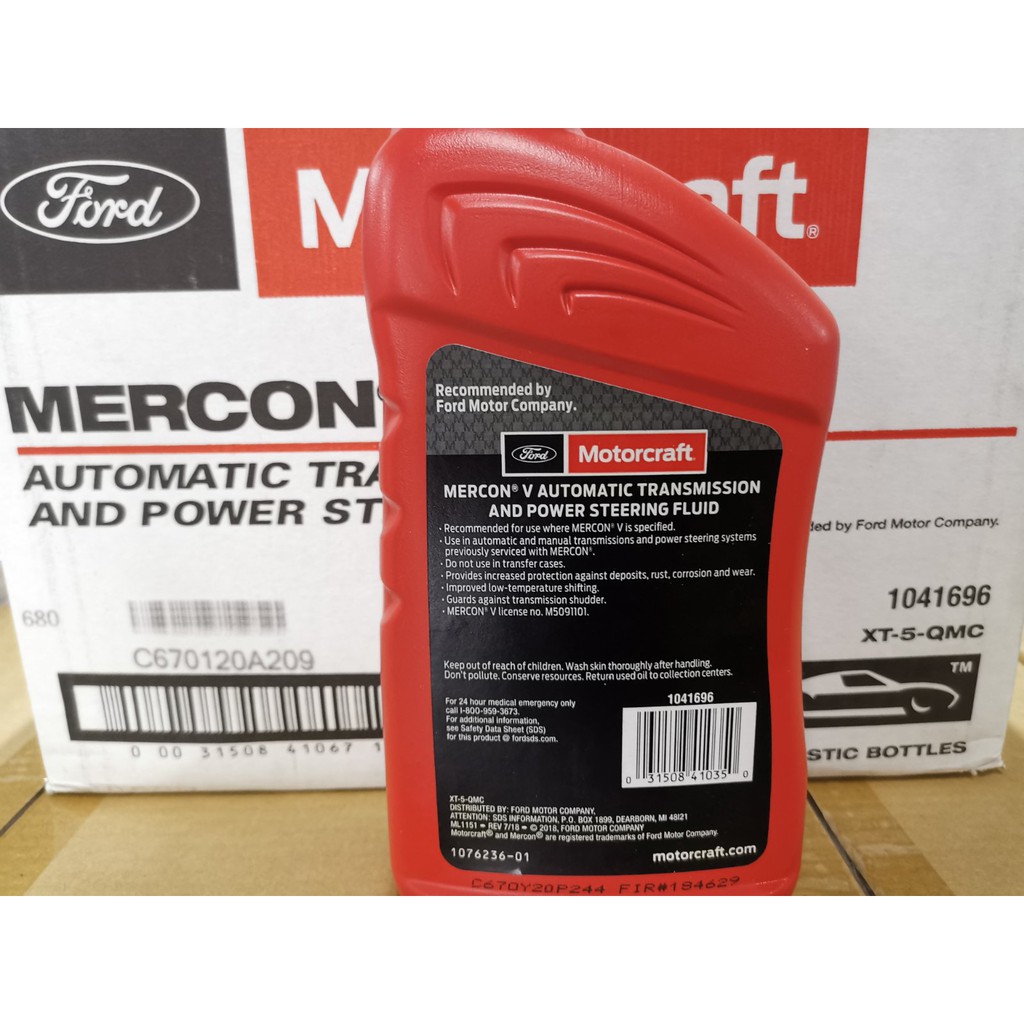Ford Motorcraft Mercon V Automatic Transmission And Power Steering Fluid Box Of 12 1 U S Quart Shopee Philippines