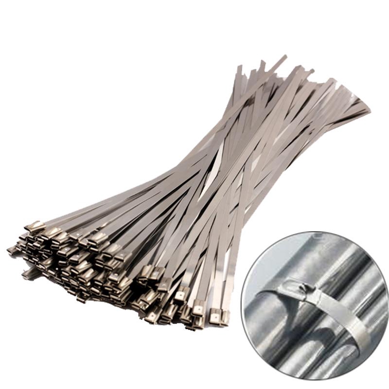 10Pc Stainless Steel Metal Cable Zip Tie Strap Locking Exhaust Pipe Header 8" 