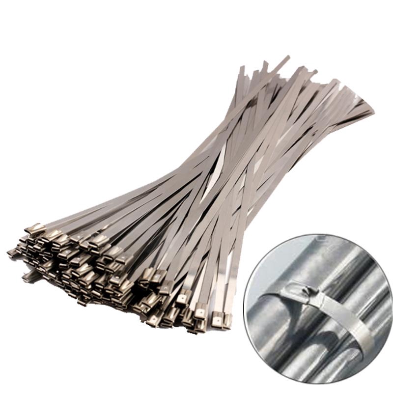 20 pcs Metal Zip Ties / 11.8" 304 Stainless Steel Exhaust Wrap Coated