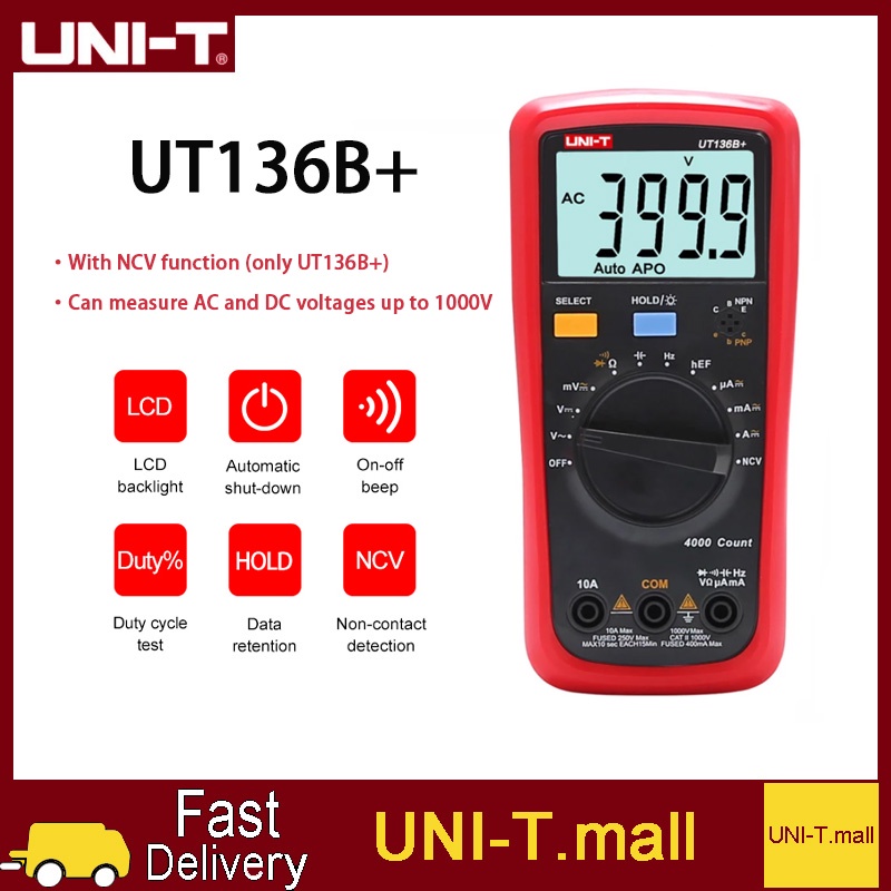 UNI-T Original UT136B+ High-precision LCD tester multimeter digital DC ...