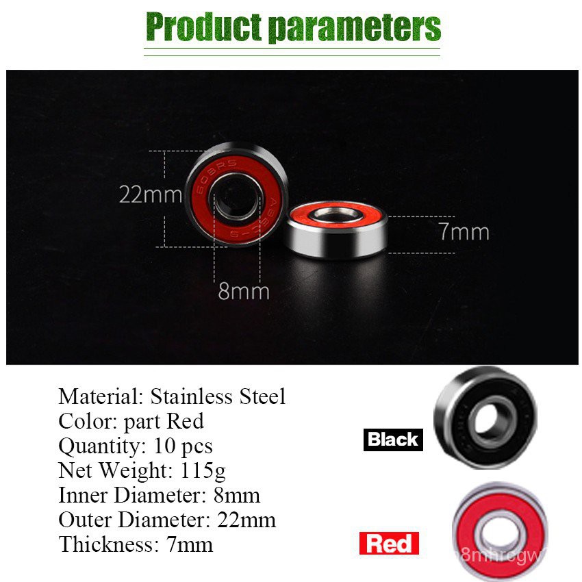 DUPPA 10Pcs Stainless Steel Skateboard Bearings Roller Scooter Ball