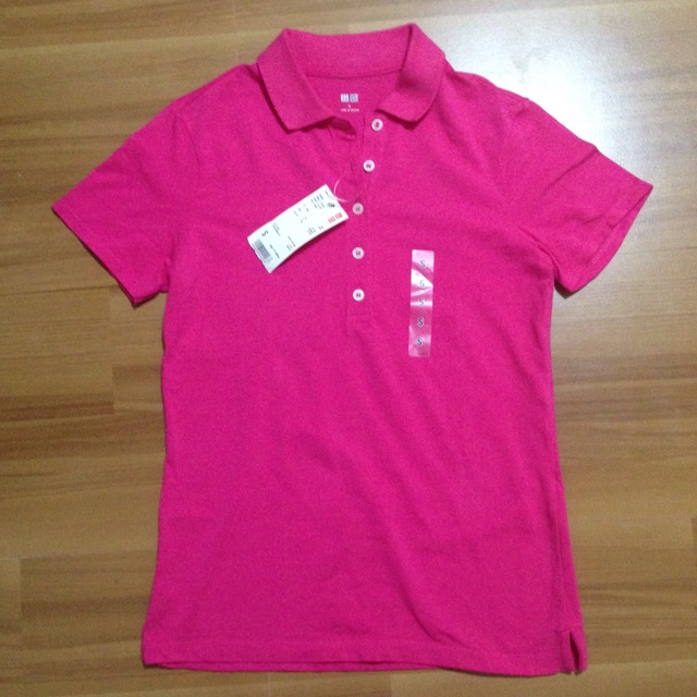 UNIQLO women single jersey short sleeve polo shirt for women (pink ...