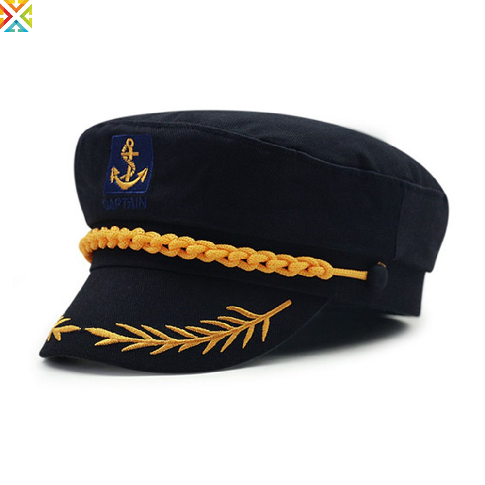 Sailor Military Nautical Hat Black Captain Yacht Navy Cap Shopee
