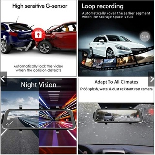 10 Inch Touch Screen Car DVR Recorder camera Dual Lens with Rear View Camera dash cam #8