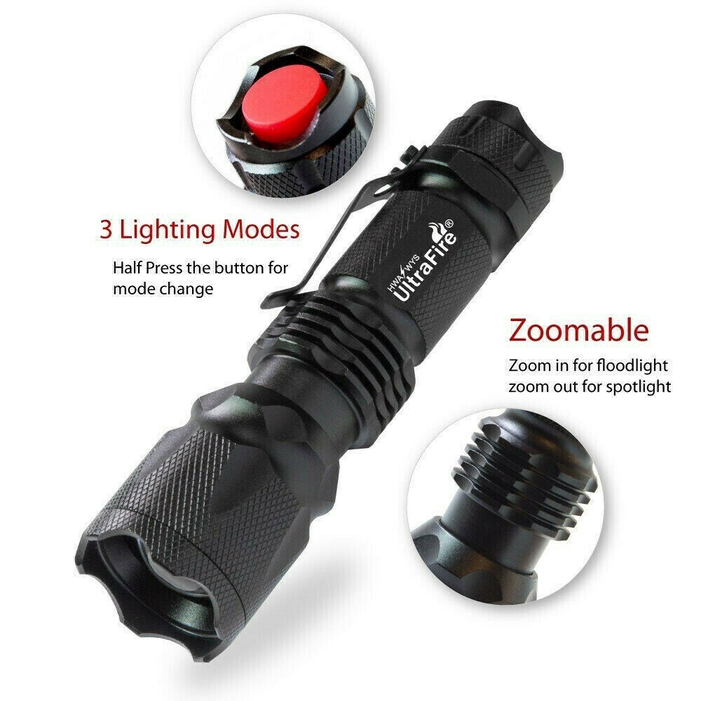 100000lm CREE LED tactical Ultrafire X800 Flashlight Zoomable Military Torch T6