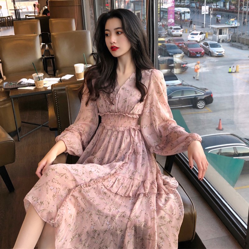 floral long sleeve maxi