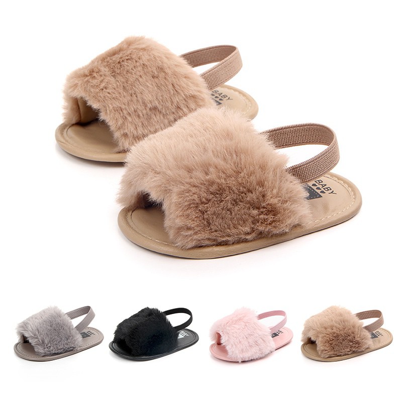 bebe fur sandals