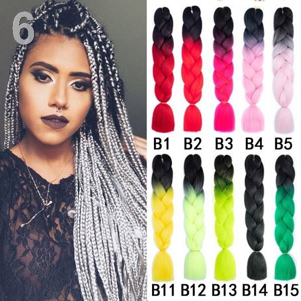 ○24'' 100g/pc Synthetic Ombre Braiding Hair Crochet Box Braids Hairstyle  Extensions Silver Gray Bl | Shopee Philippines