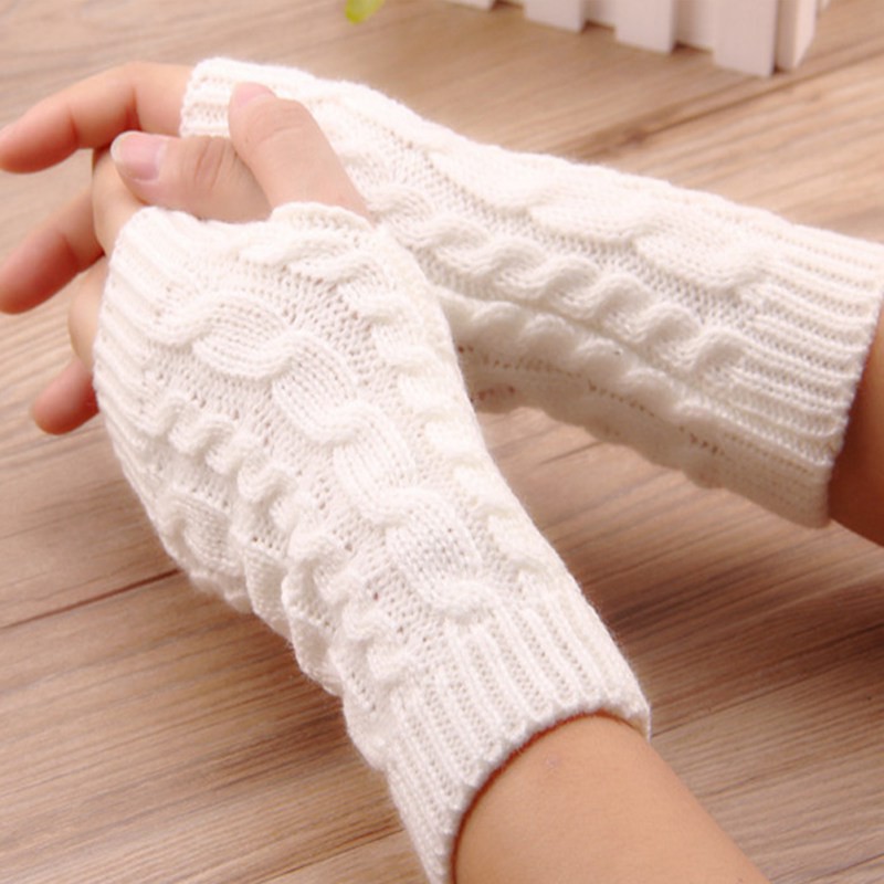 cotton knit fingerless gloves