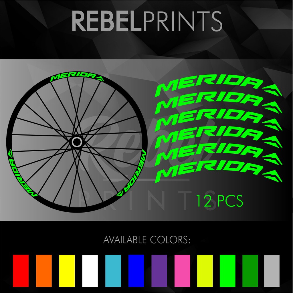 MERIDA (12 pcs) Wheel Rim Stickers for Mountain Bike Shopee Philippines