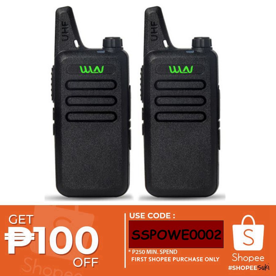 SET OF 2 WLN KDC1 UHF TwoWay Walkie Talkie Radio 5W 16 Channel Black