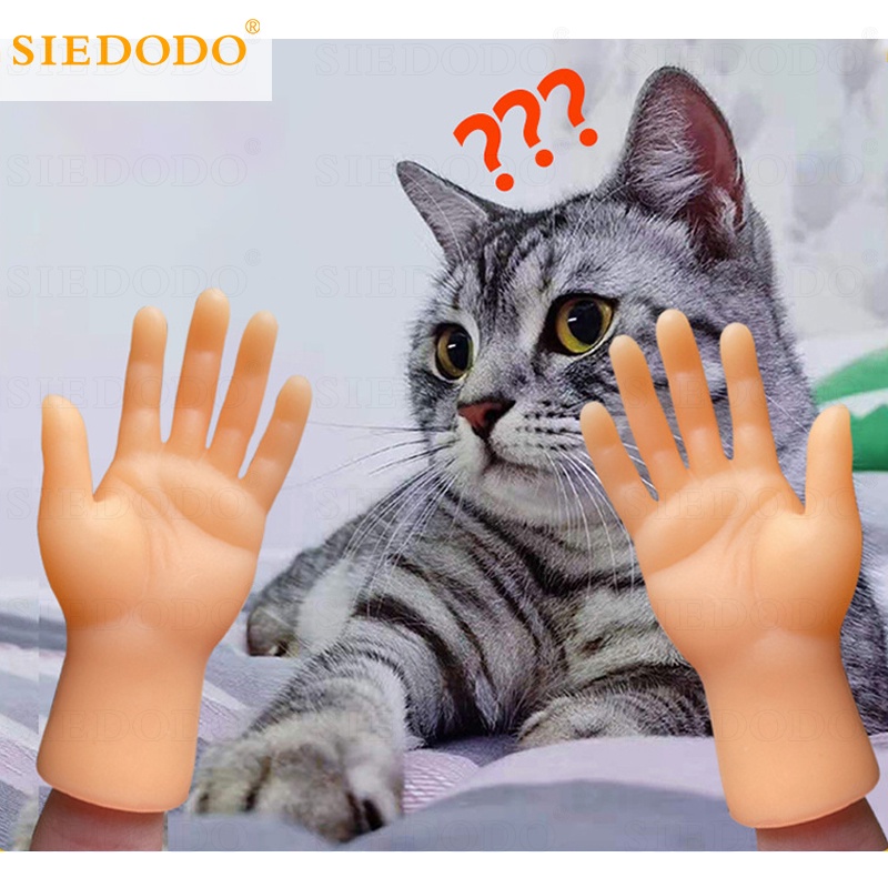 Siedodo Cat Toys Pet Tiktok Funny Cat Toy Rubber Hands Finger Cap Kitten Cat Toy Meme Pet Toys