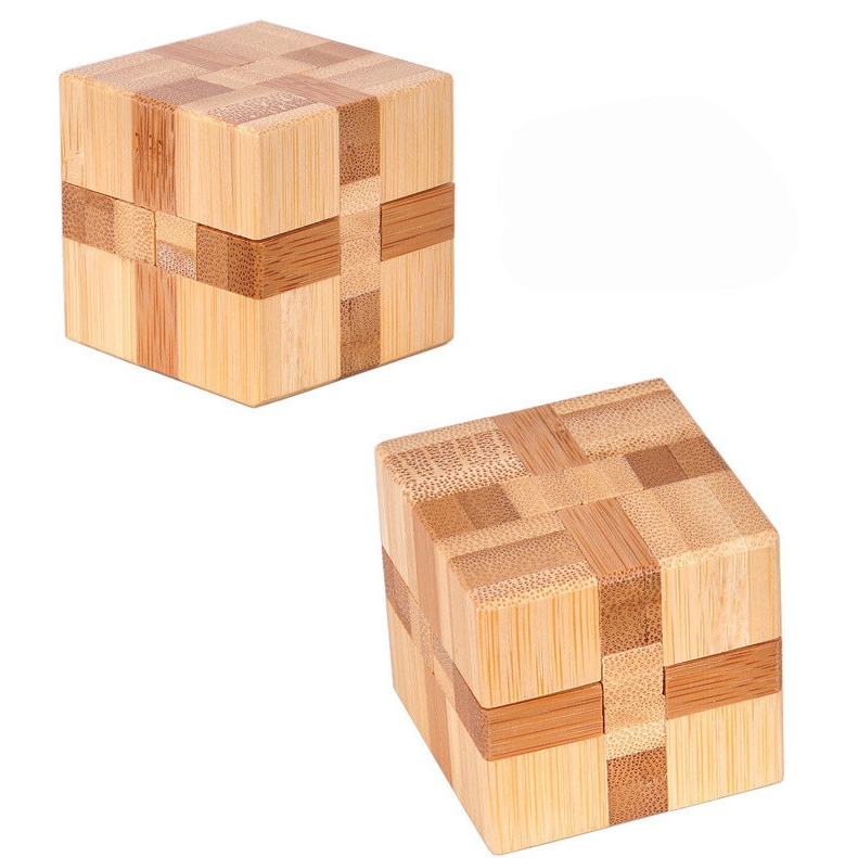 Wooden Wood 3D IQ Brain Teaser Acacia Kong Ming Lock Puzzle Educational To_UOH 