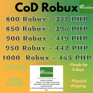 50 100 150 200 250 Cod Robux Small Tier Read Description Shopee Philippines - 1000 robux card