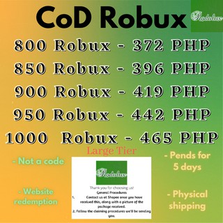 Roblox Robux Gift Card 800 2000 4500 Robux Shopee Philippines - robux gift card shopee