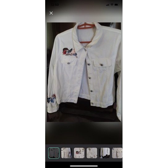 EMBROIDERED WHITE DENIM JACKET Shopee Philippines