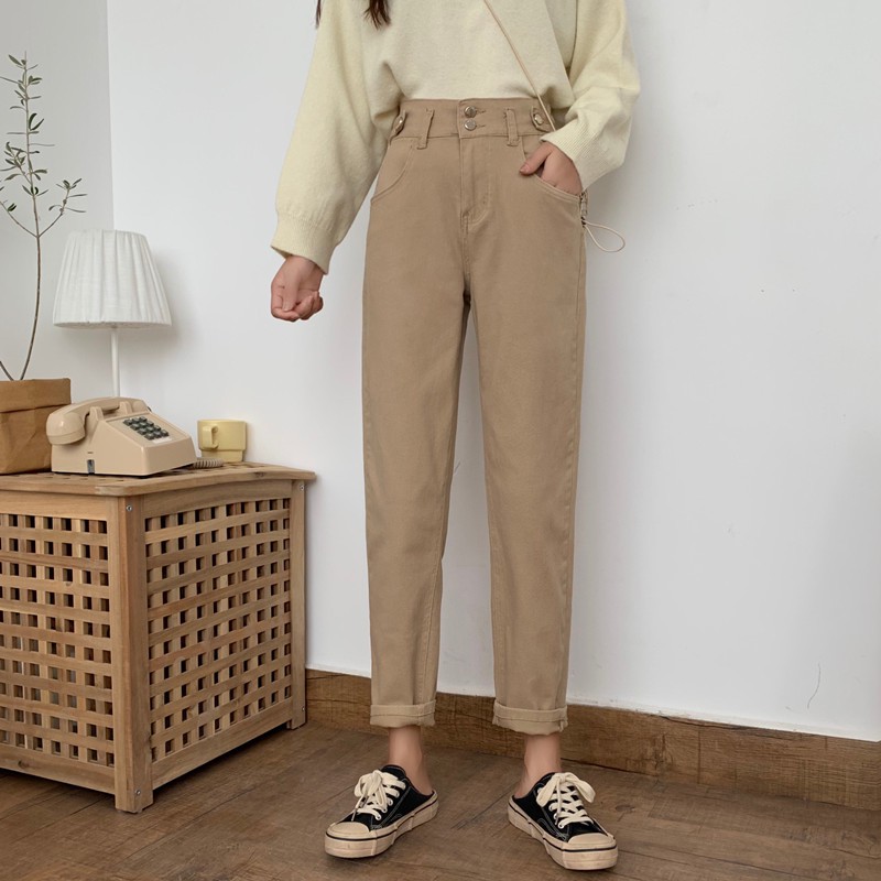 buckle khaki jeans