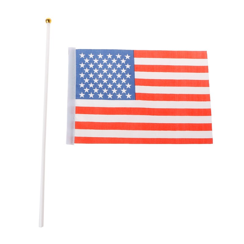 5 Pcs Mini American Flags Hand Waving Small Banner Poles Shopee