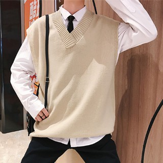 【3 Color】College Style Fashion Korean Knitted Vest Unisex Simple and ...