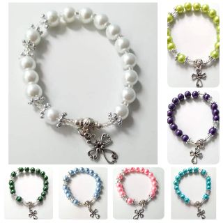 Pearl birthstone rosary bracelet