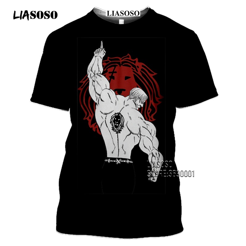 The New  LIASOSO Anime The Seven Deadly Sins Men's T-shirt Japanese Meliodas Hawk Escanor Estarossa 3D Print Tshirt Summer Casual Shirt