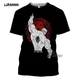 The New  LIASOSO Anime The Seven Deadly Sins Men's T-shirt Japanese Meliodas Hawk Escanor Estarossa 3D Print Tshirt Summer Casual Shirt #2