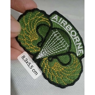 1pc Green Full Embroidered Patch Airborne Design Size 8.3x5.5cm for Accessories #1