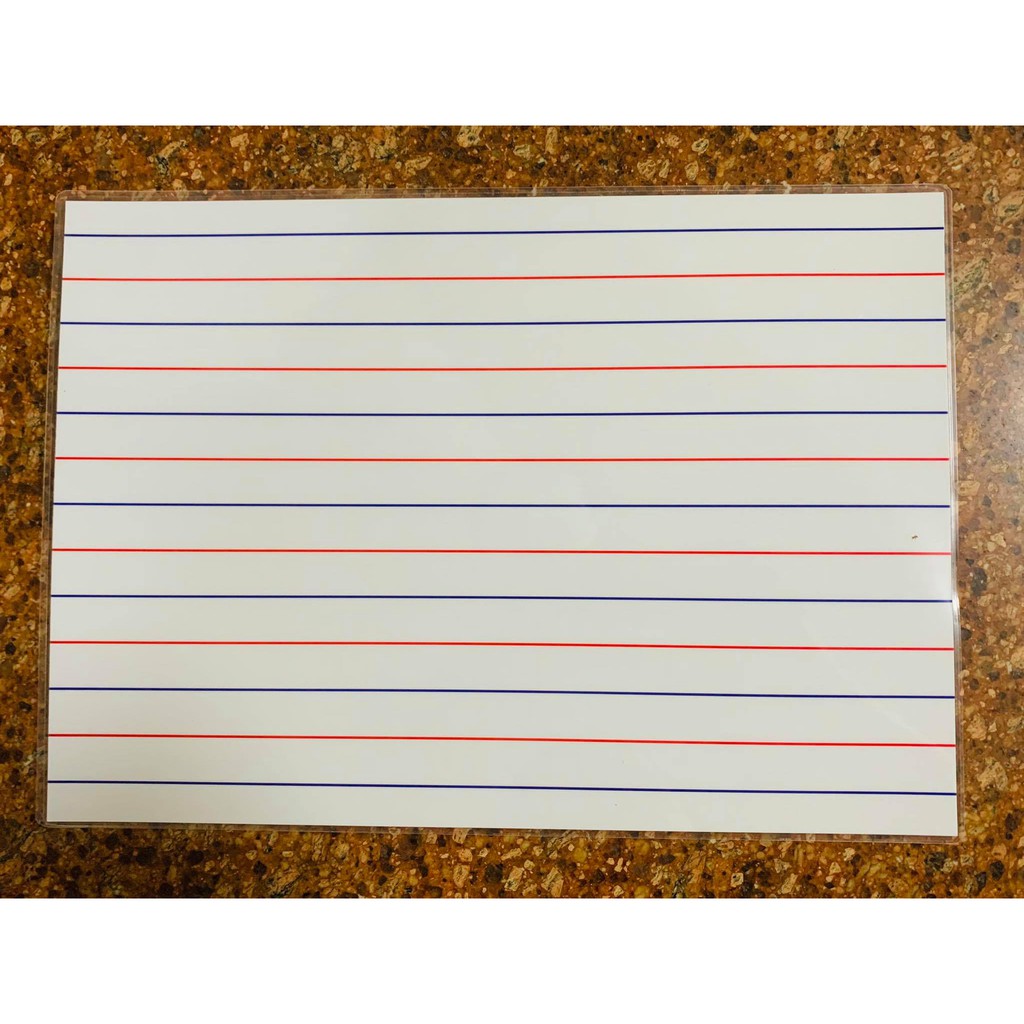 Writing Board Blue & Red Lines Erasable Laminated A4 Size Thick