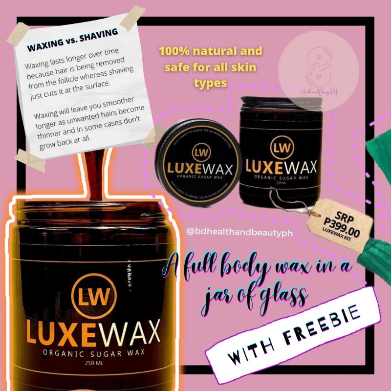 LUXEWAX KIT Organic Sugar Wax with Strips and Spatula Shopee Philippines