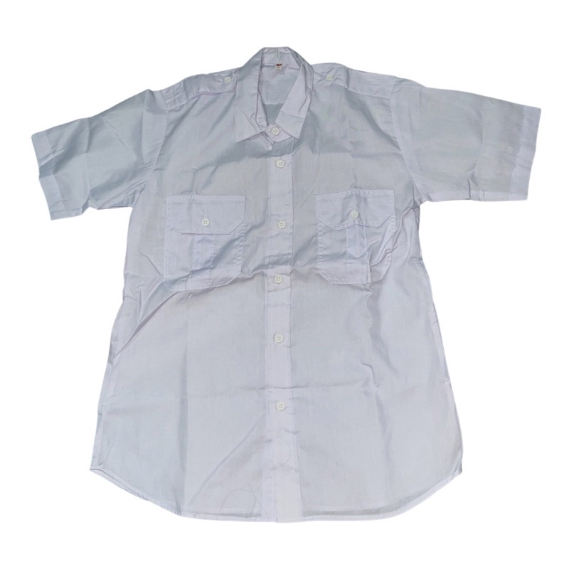 White Short Sleeves Tetoron (Buttons) | Shopee Philippines