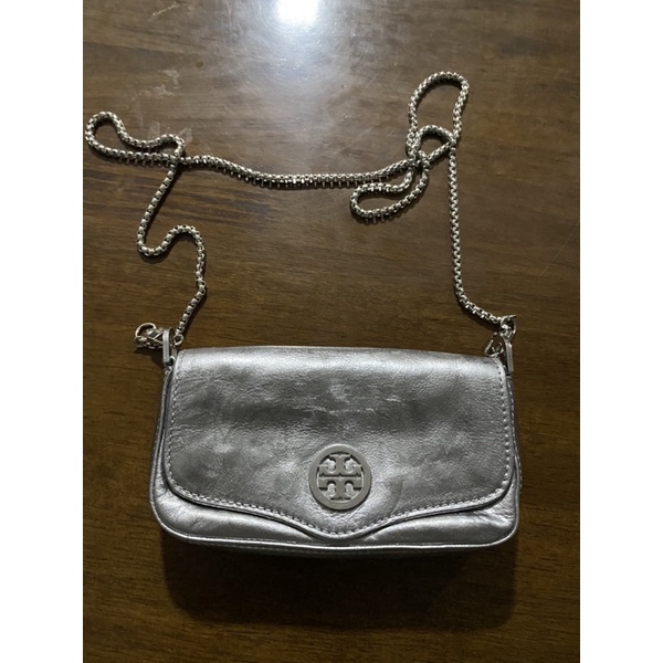 Preloved Tory Burch Cross Body Metallic Silver Shoulder bag | Shopee  Philippines