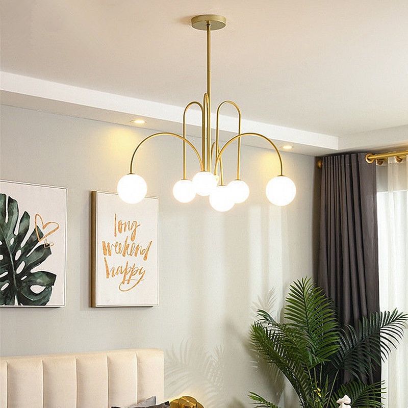 AIMI Nordic Living Room Chandelier Ceiling Light Glass Ball Chandelier ...