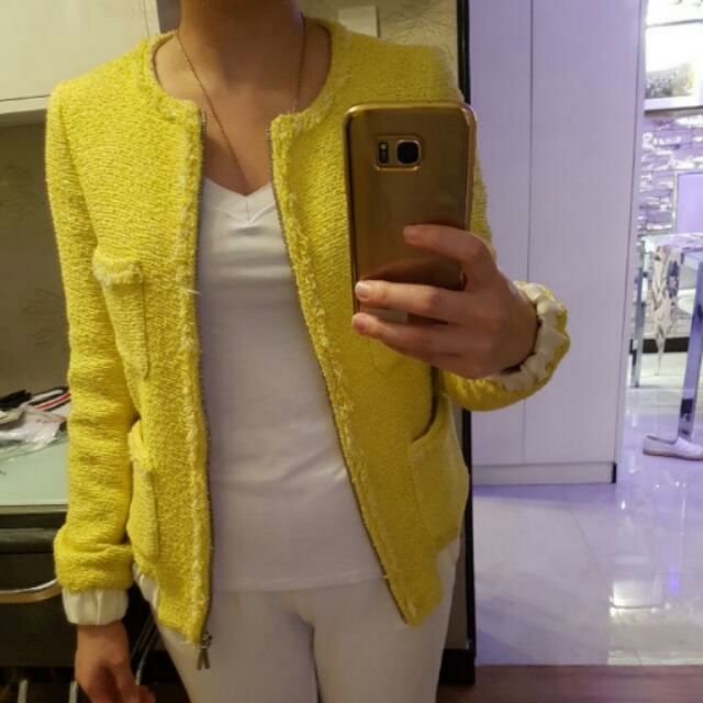 zara basic yellow jacket