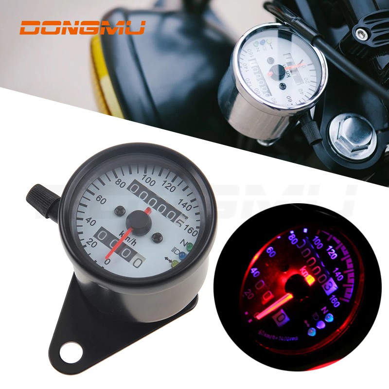 Universal Motorcycle Speedometer Motorcycle Gauge with Indicator LED Light Motorcycle Odometer with Metal Shell and Backlight Function Silver Fits for All Motorcycles of DC 12V 