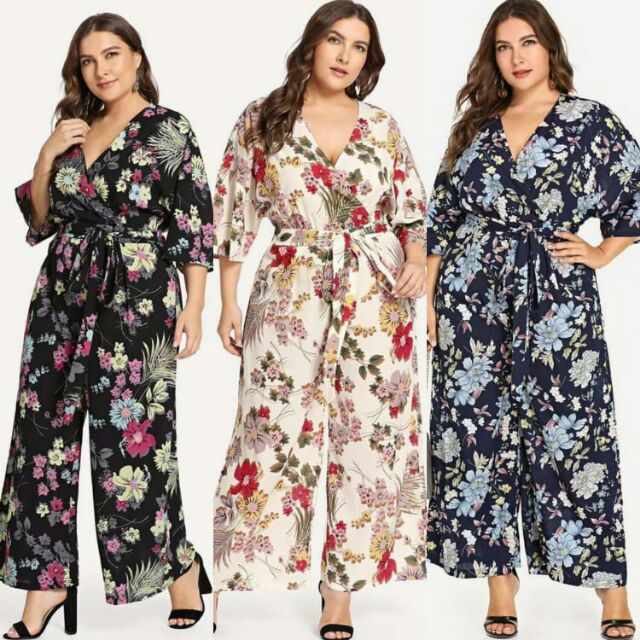 plus size floral jumpsuit