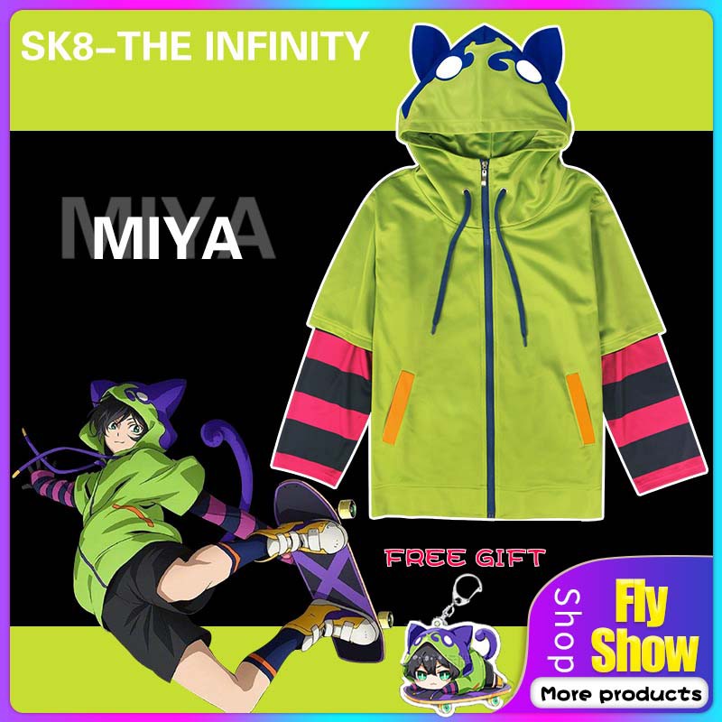 HuHu SK8 The Infinity Miya Hoodie Jacket Zipper Anime Cosplay 
