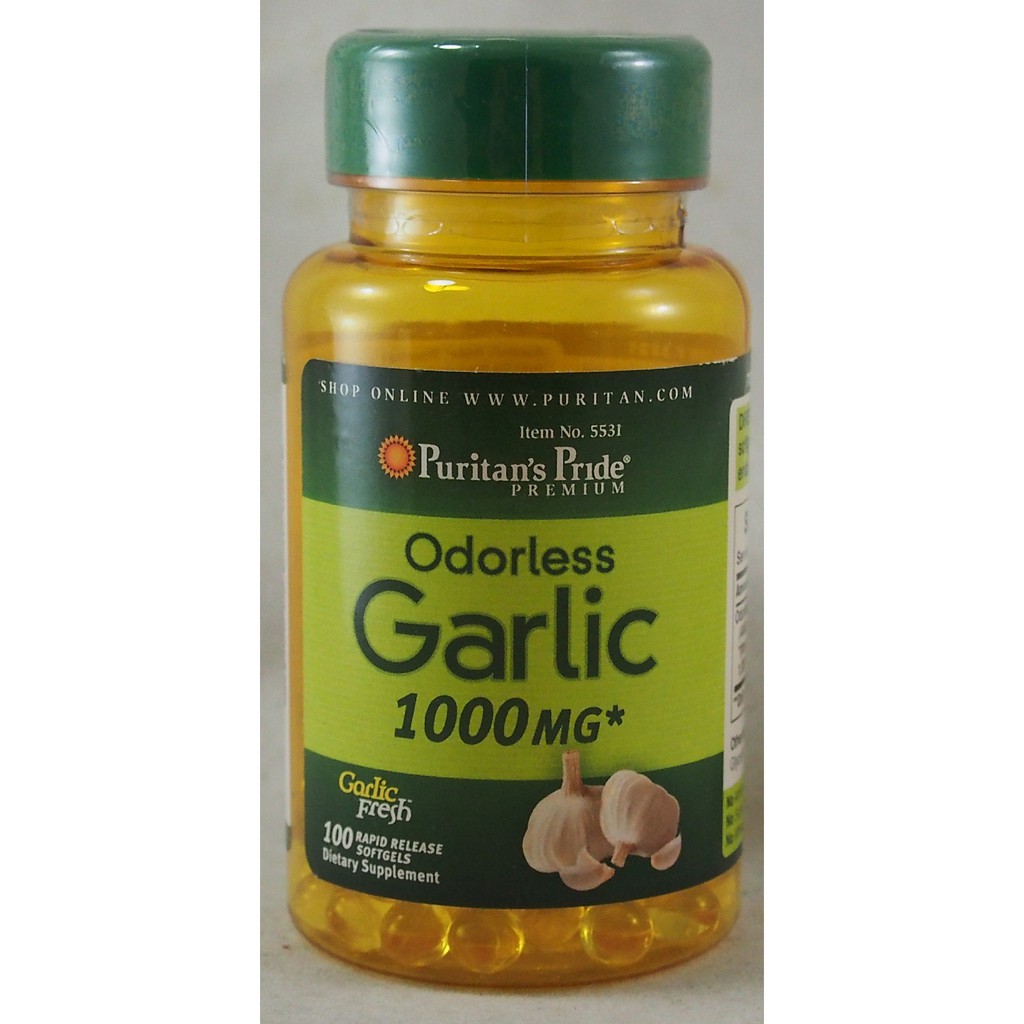 Puritan's Pride Garlic (Odorless) 1000mg, 100 or 250 Softgels Shopee