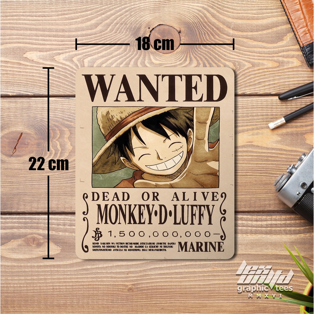 One Piece Custom Mouse Pad Luffy Wanted Poster Shopee Philippines
