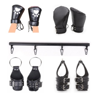 OTJX Black Padded PU Leather Fist Mitts Gloves Restraint ,Removable Spreader Bar, Dog Craw Protect G #1