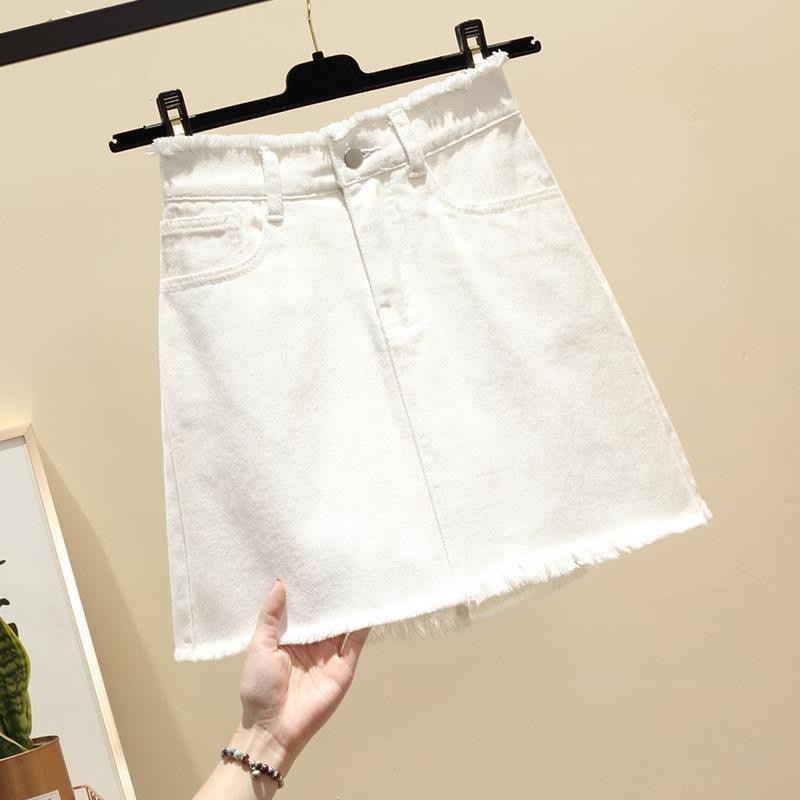 white denim mini skirt