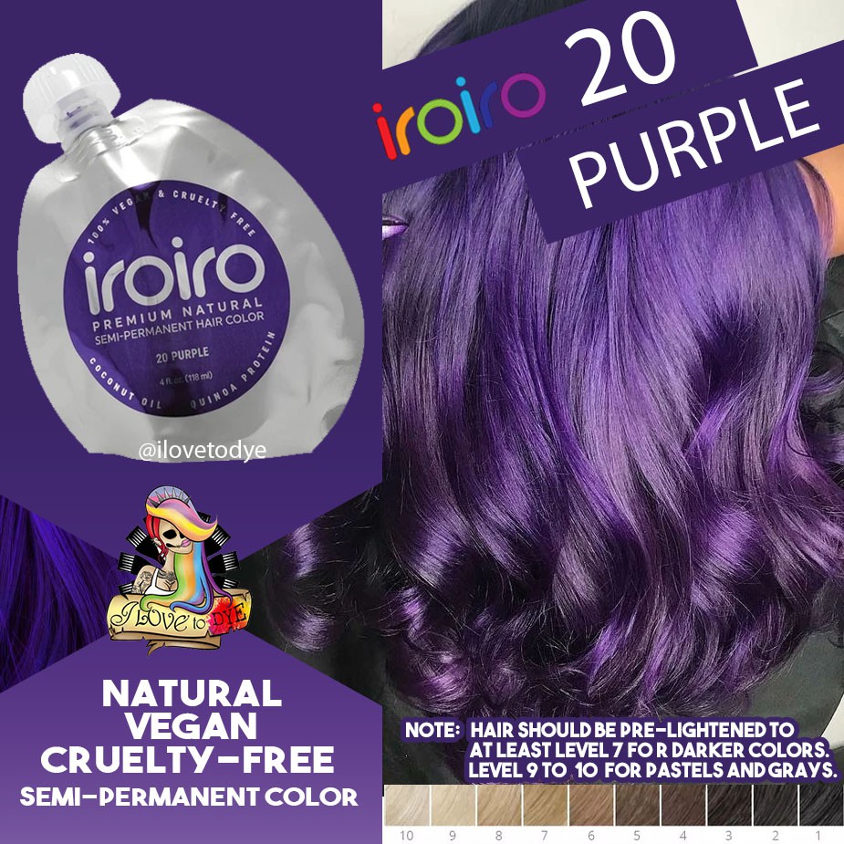 Iroiro 20 Purple Natural Vegan CrueltyFree SemiPermanent Hair Color