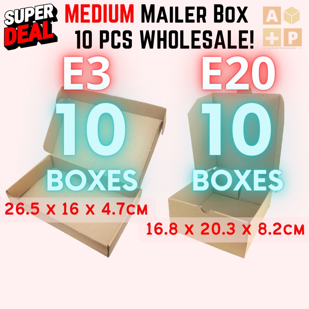 10 pcs (E3 & E20) WHOLESALE Mailer Box Corrugated Packaging Boxes