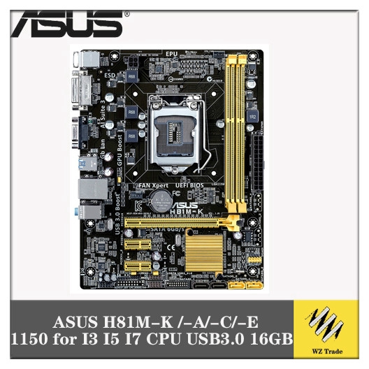 original ASUS H81MK C D E B85MK F DDR3 LGA 1150 for I3 I5 I7 CPU USB2