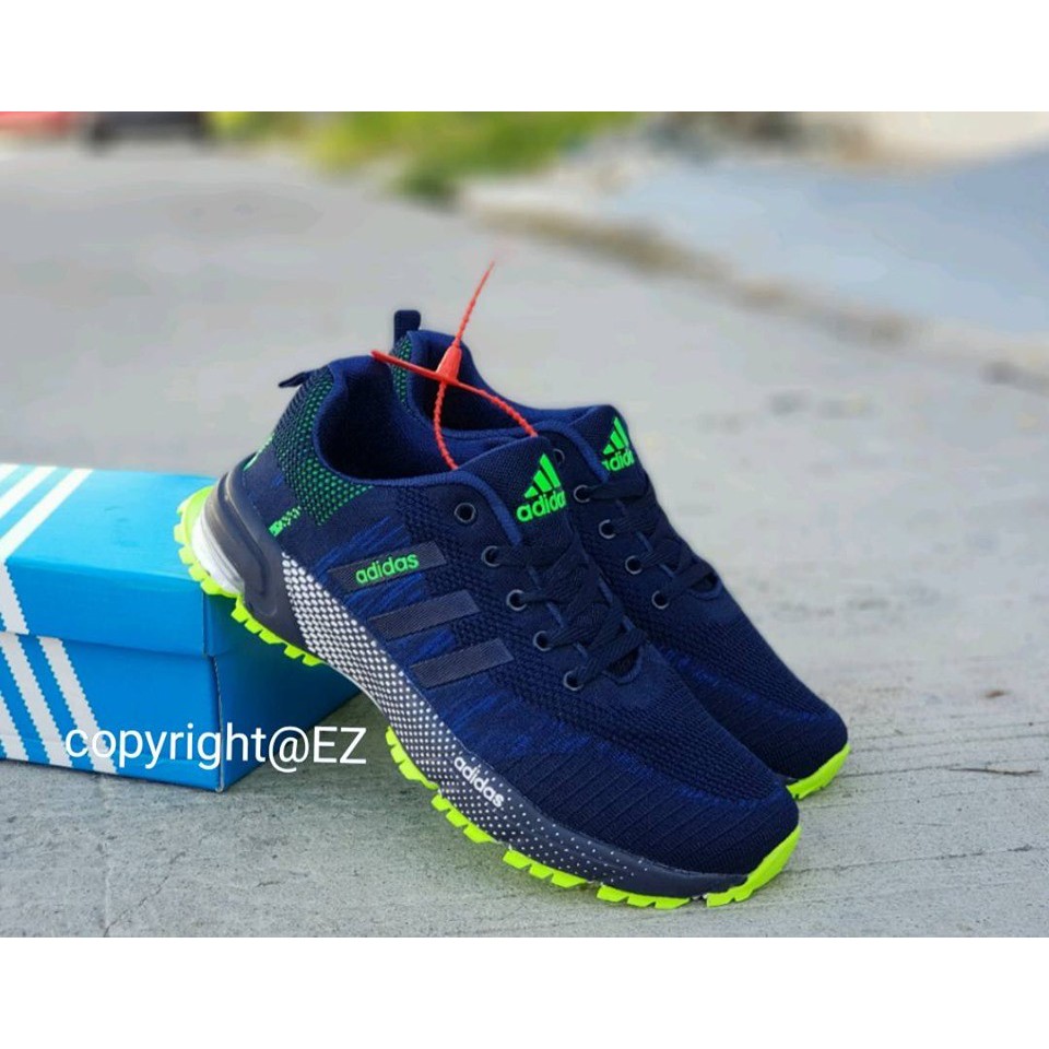 lime green and navy blue adidas shoes