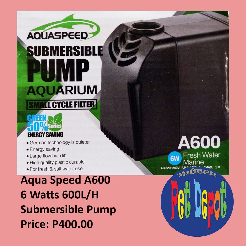 Aquaspeed A600 Submersible Aquarium Pump 6 Watts 600L/H Shopee
