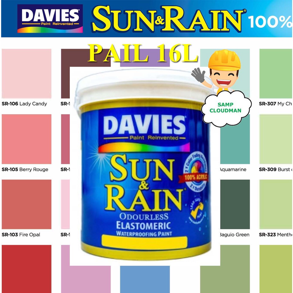 Davies Sun & Rain Elastomeric Paint Pail 16 Liters Odorless Odourless